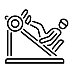 Line style icon of a character doing leg press workout 