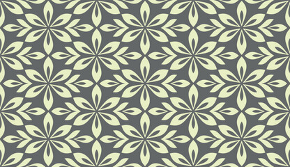 Flower geometric pattern. Seamless vector background. Gray and beige ornament