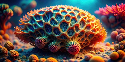 Obraz premium Coral Fossil Crystal Architecture: Roe Spots Texture, Generative AI Photo