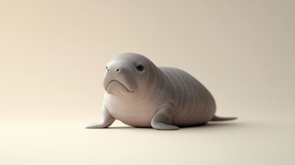 Unique manatee figurine home decor 3d art minimalist environment artistic viewpoint creative concept