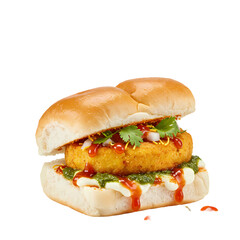Crispy Vada Pav: Food Image on Transparent  background