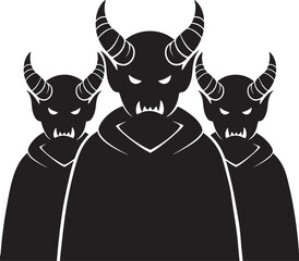Devil and Demon silhouette on white background. Vector demon design.
