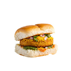 Delicious Vada Pav Recipe on Transparent  background