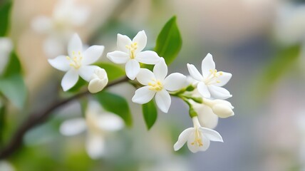 Delicate White Blossoms on a Branch