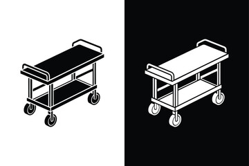 Medical Cart Icon. High-Quality Vector Silhouette for Healthcare