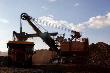 Coal mining. The truck transporting coal, Thailand.