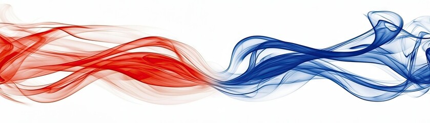 Red and blue smoke swirls, abstract design, white background, website header