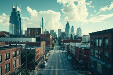 High Detail Image of Nashville City Skyline Featuring Skyscrapers
