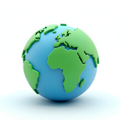 Planet Earth, globe with world map. Ecology concept. 3d vector icon. Cartoon minimal style. Earth day concept.