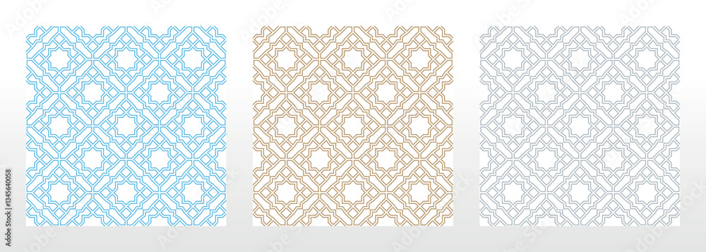 Poster set of abstract geometric patterns. seamless vector backgrounds. colored ornaments graphic modern pa