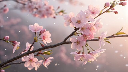 Obraz premium The image showcases a close-up of cherry blossoms in full bloom.