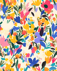 Naklejka premium Creative 2D Doodle seamless pattern Floral or flower Illustrations