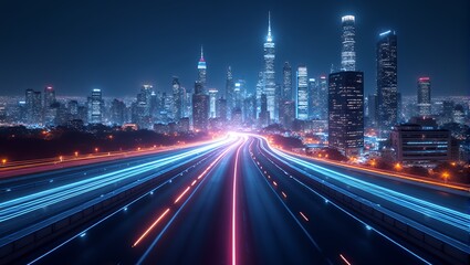 Obraz premium Futuristic Night Cityscape