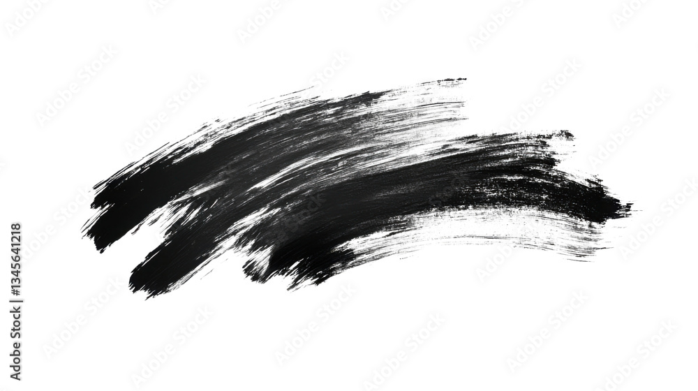 Poster black brush strokes creating abstract design on transparent background