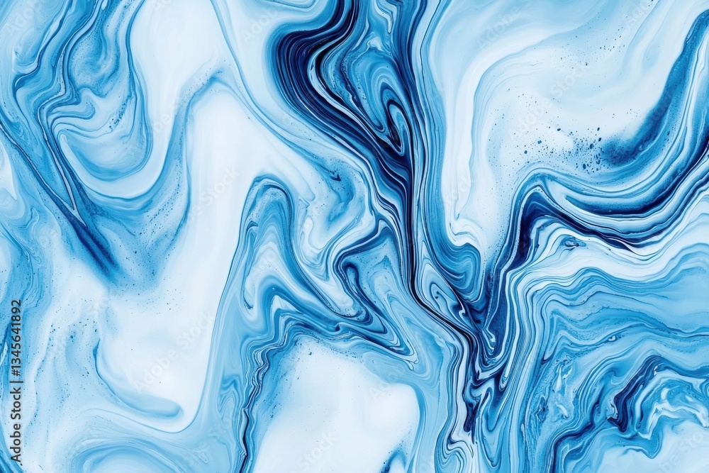 Wall mural abstract blue marbled texture with swirling patterns and flowing designs