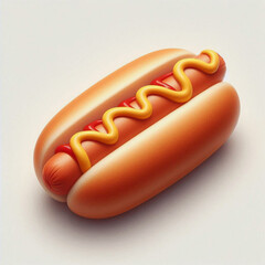 Delicious Hot Dog Isolated on White Background. Hot Dog. Grilled Hot Dog. Tasty and Juicy Snack.
