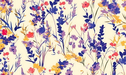 Creative 2D Doodle seamless pattern Floral or flower Illustrations