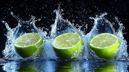 Fresh Juicy Limes Water Splash Photography