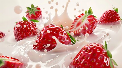 indulge in the visual feast of a 3d fresh and juicy strawberry background picture, this remarkable 3d -rendered image is a celebration of nature's sweetest gem. ideal for food bloggers aiming to make 