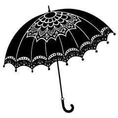 black umbrella isolated on white