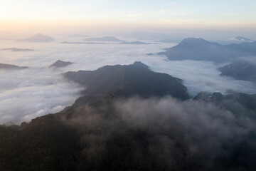 Landscape of Morning Mist with Mountain Layer at north of Thailand. Ban Phahee, Chiang Rai Province, Thailand