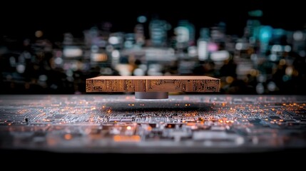 Floating Wood Panel Cityscape