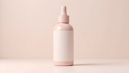 Minimalist Pink Dropper Bottle Mockup – Skincare & Cosmetic Packaging Mockup
