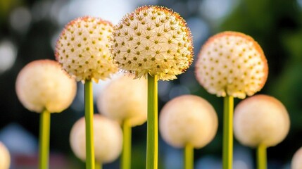 Floral spheres in garden
