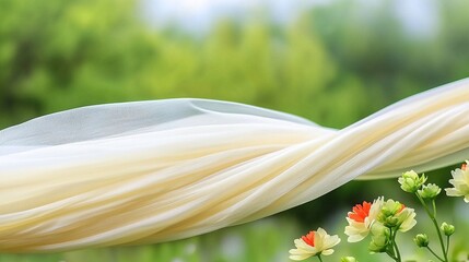 Flowing Cream Fabric, Garden Blooms