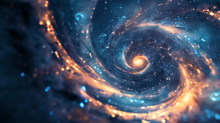 Fototapeta premium Spiral galaxy with blue and orange tones.