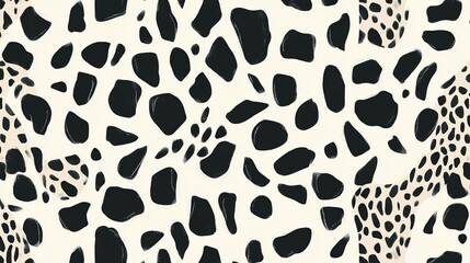 Fototapeta premium Abstract pattern design with black blotches on a cream background