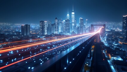 Fototapeta premium Futuristic Night Cityscape
