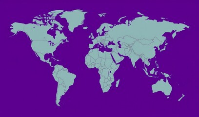 Fototapeta premium World Map Soft Blue Tones Purple Background. AI Generated