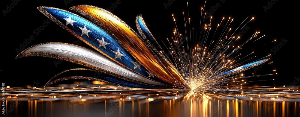 Aufkleber Vibrant Abstract Explosion with Shining Stars and Dynamic Flowing Colors on a Dark Background