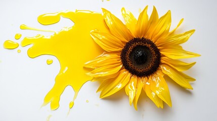 Naklejka premium Beautiful splash of sunflower oil isolated on a white background