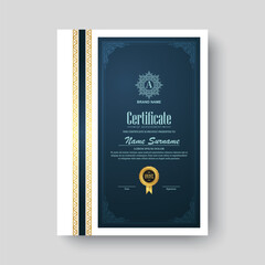 Elegant blue certificate of achievement award template