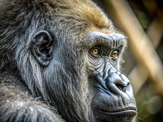 Obraz premium Macro Photography: Greyback Gorilla Fur Texture Close-up