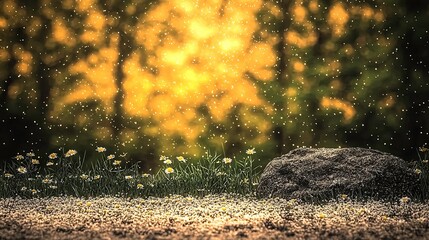 Forest glade, sunlit