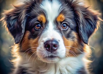 Macro Photography: Tricolor Australian Shepherd Puppy's Nose and Whiskers