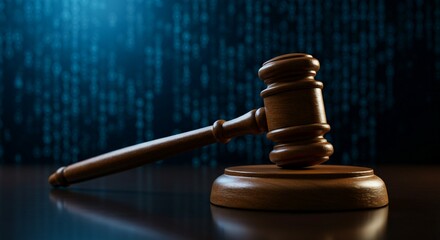 Gavel on Dark Wood: Digital Justice, Dramatic Lighting