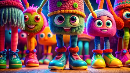 Fototapeta premium Macro Shot of Playful Cartoon Legs & Bodies: Fun, Whimsical Stock Photo