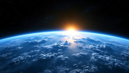 Obraz premium Stunning Earth Sunrise Space View Cloudscape Wallpaper