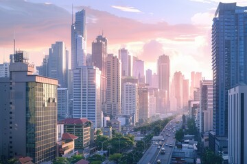 High Quality Visual of Modern Skyscrapers in Makati, Manila Cityscape