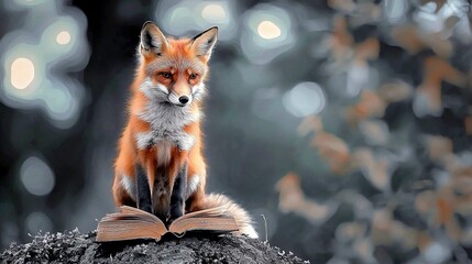 Fox reading book