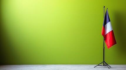 French flag on green wall