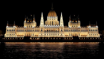 Fototapeta premium Illuminated Budapest Parliament at Night. (1)