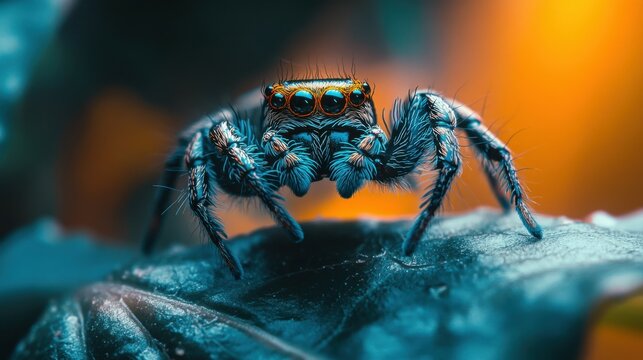 a close up of a jumping spider Hyllus