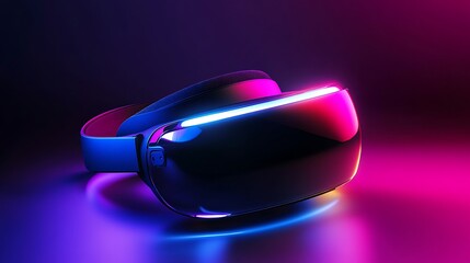 Futuristic VR Headset in Neon Glow