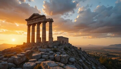 Fototapeta premium Ancient Ruins at Sunset Glow
