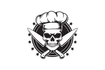 Skull Chef Maste Silhouette Vector